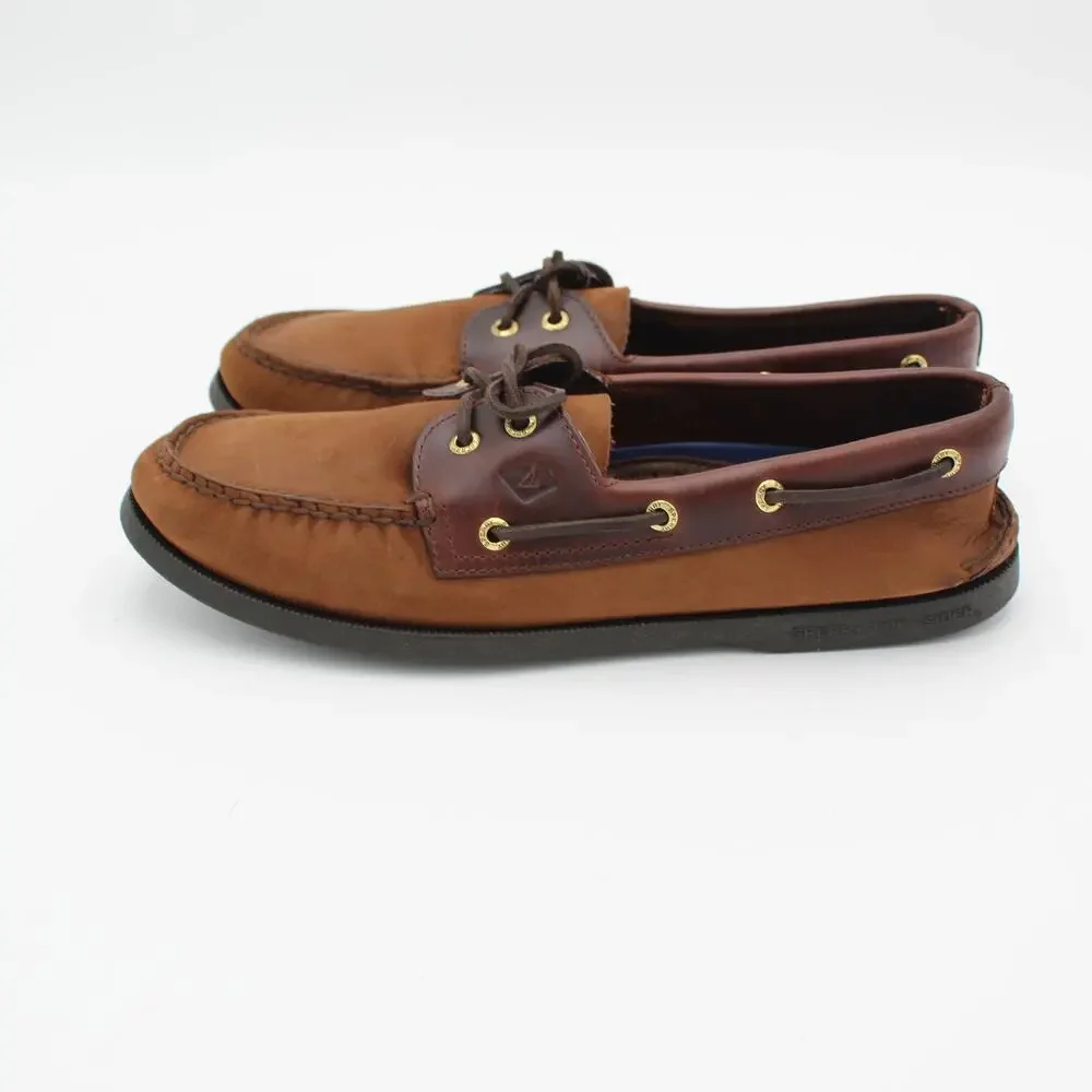 Sperry Top Sider Boat Shoes Mens Size 11 Brown Leather 2 Eye Classic Preppy